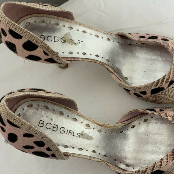 BCBG Girls Pink Leopard Pony Hair Heel Sz6 - Picture 6 of 7